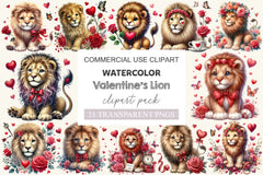Valentine Lion Clipart Bundle - CraftNest - Digital Crafting and Art
