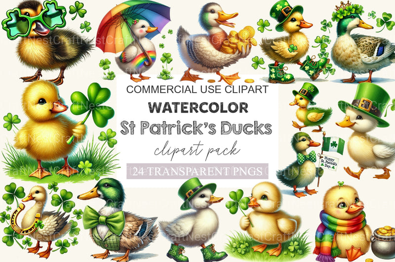 St Patrick's Ducks Clipart Bundle - CraftNest - Digital Crafting and Art