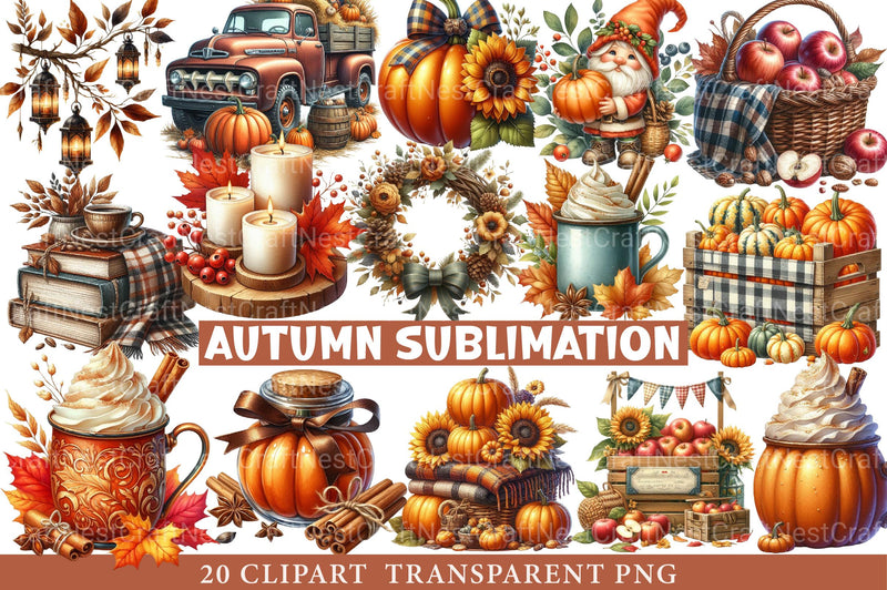 Autumn Sublimation Clipart - CraftNest - Digital Crafting and Art