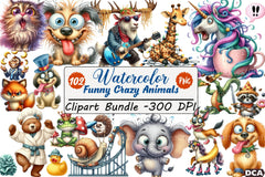 Funny Crazy Animals Clipart Bundle - CraftNest - Digital Crafting and Art