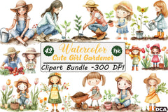 Cute Girl Gardener Clipart Bundle - CraftNest - Digital Crafting and Art