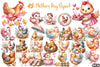 Pink Gingham Hen Mother's Day Clipart Bundle