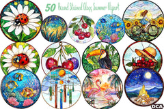 Round Stained Glass Summer Clipart Bundle 44 - CraftNest - Digital Crafting and Art
