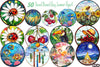 Round Stained Glass Summer Clipart Bundle 44