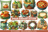 Green Gingham Autumn Clipart