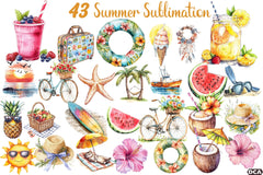 Hand Drawn Summer Clipart Bundle 1 - CraftNest - Digital Crafting and Art