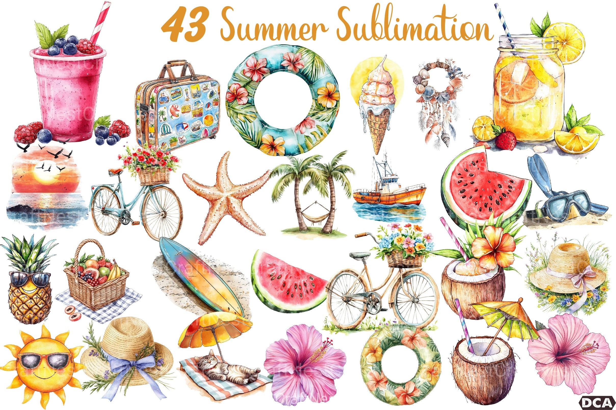 Hand Drawn Summer Clipart Bundle 1 - CraftNest - Digital Crafting and Art