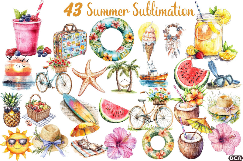 Hand Drawn Summer Clipart Bundle 1 - CraftNest - Digital Crafting and Art