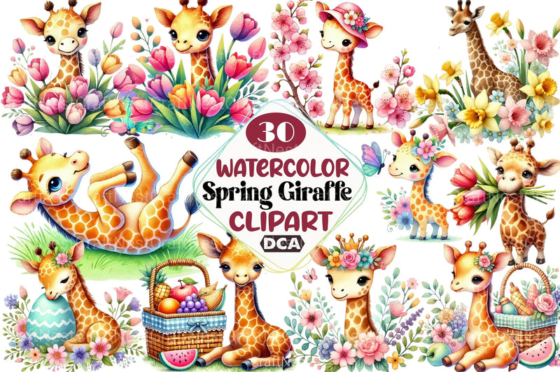 Giraffe Spring Clipart Bundle 1 - CraftNest - Digital Crafting and Art