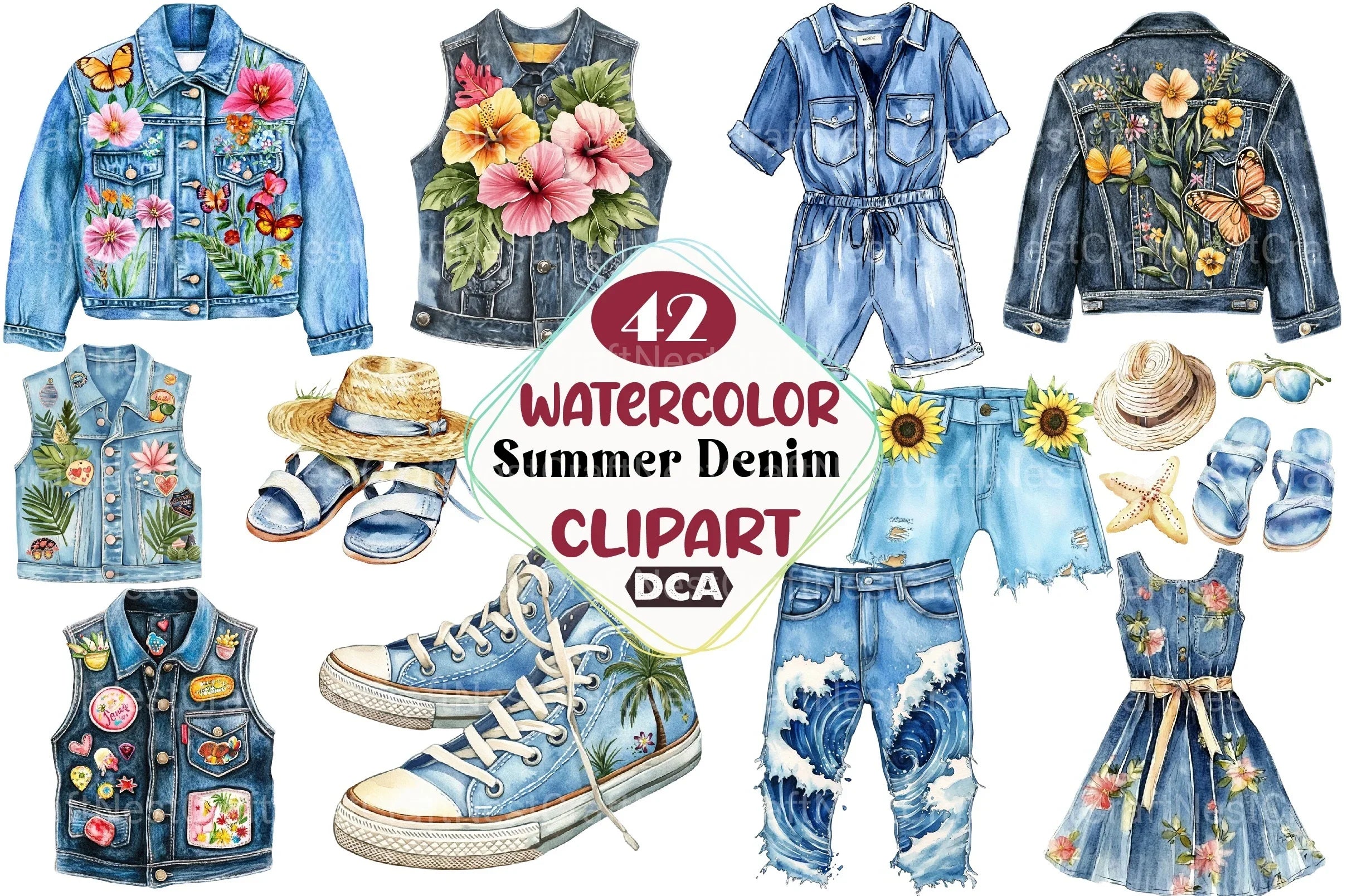 Summer Denim Clipart Bundle 18 - CraftNest - Digital Crafting and Art