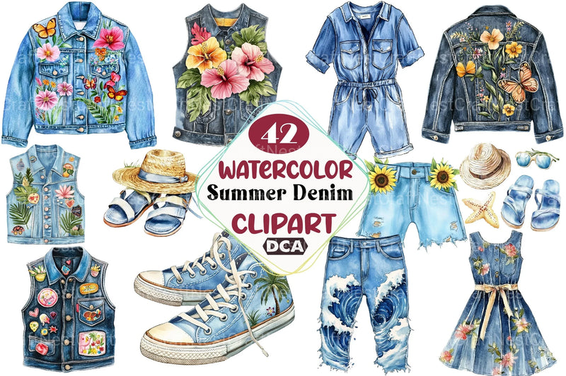 Summer Denim Clipart Bundle 18 - CraftNest - Digital Crafting and Art