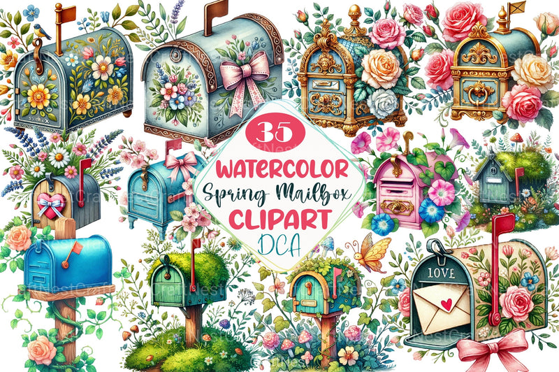 Spring Mailbox Clipart Bundle 1 - CraftNest - Digital Crafting and Art