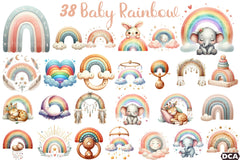Baby Rainbow Boho Art Clipart Bundle - CraftNest - Digital Crafting and Art
