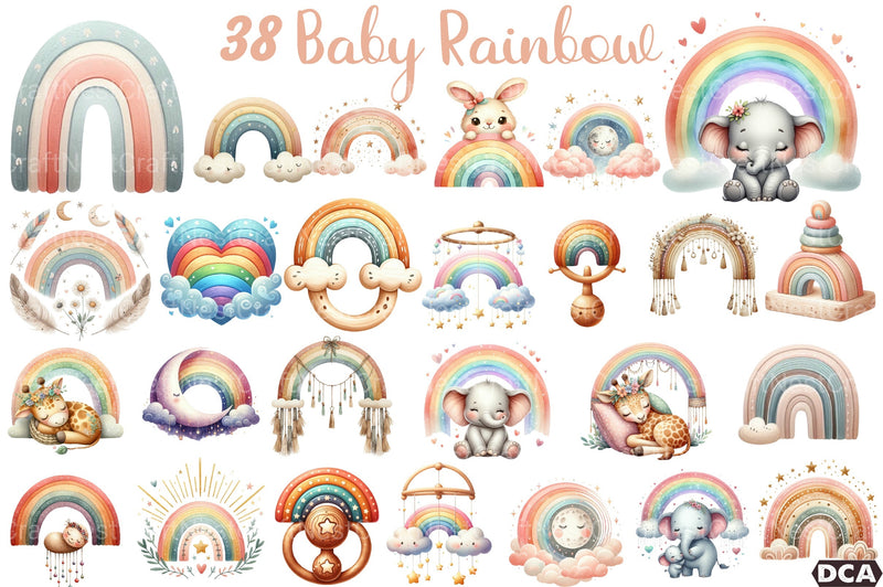Baby Rainbow Boho Art Clipart Bundle - CraftNest - Digital Crafting and Art