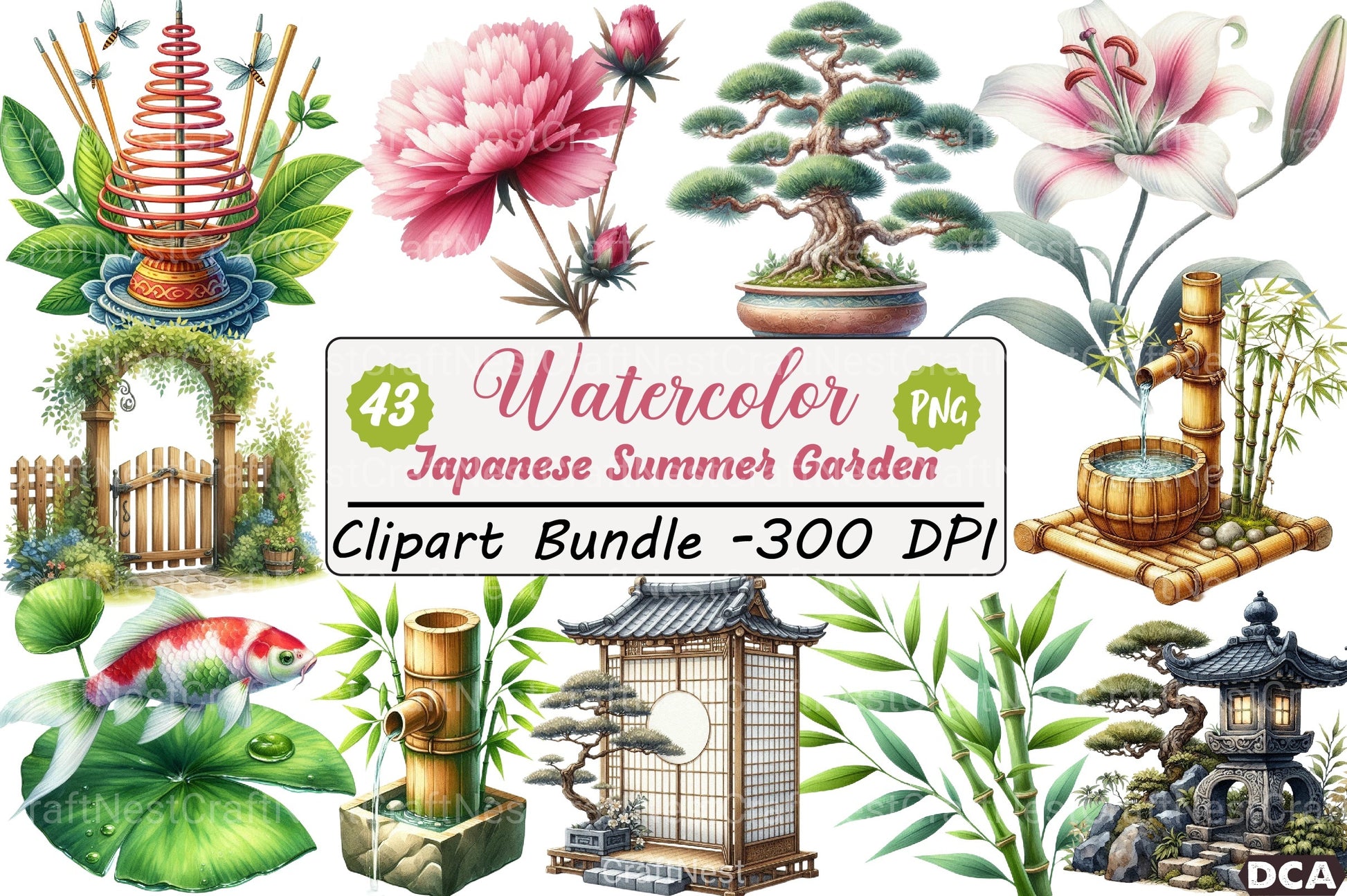 Japanese Summer Garden Clipart Bundle - CraftNest - Digital Crafting and Art
