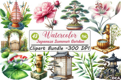 Japanese Summer Garden Clipart Bundle - CraftNest - Digital Crafting and Art