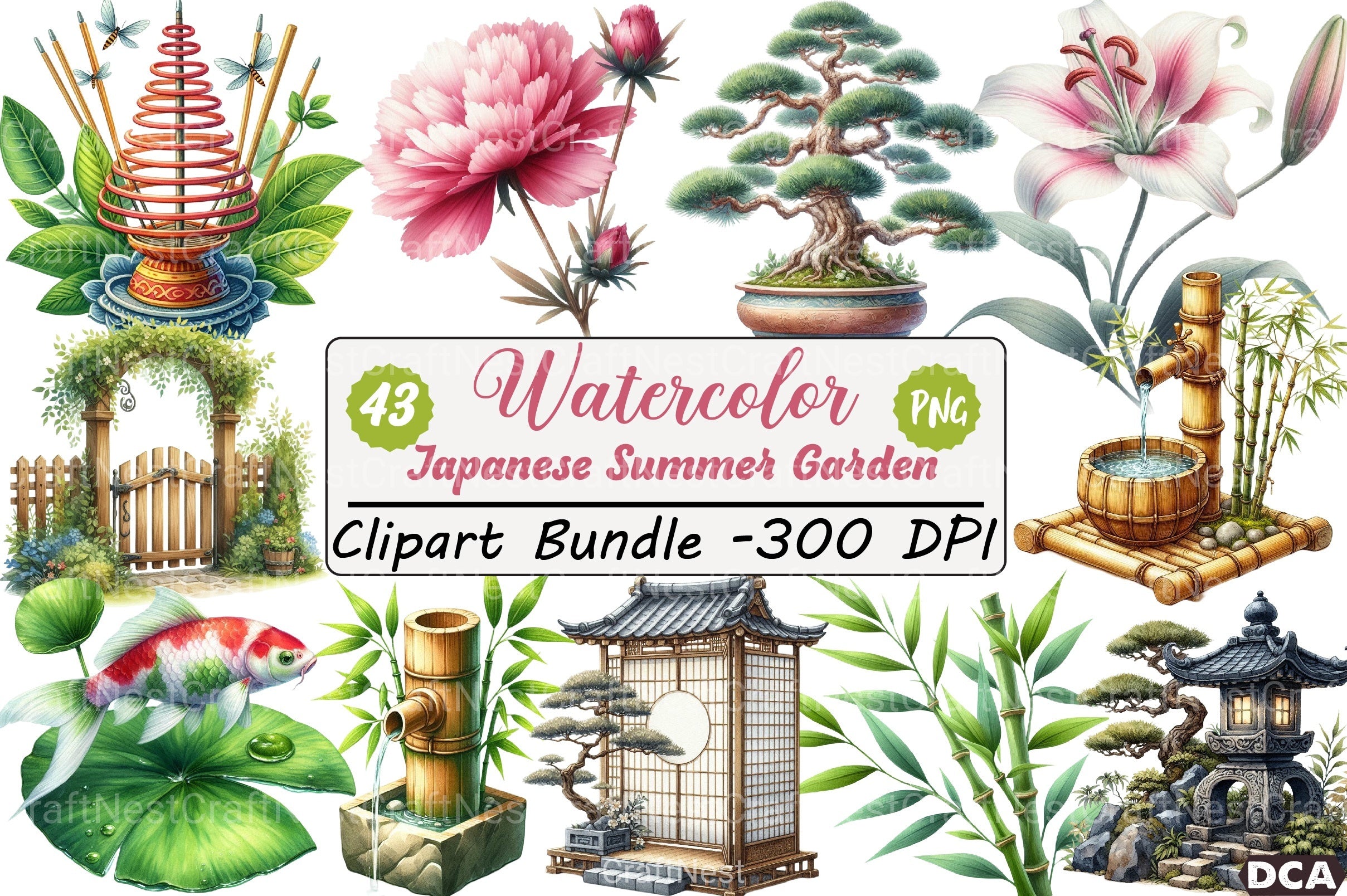 Japanese Summer Garden Clipart Bundle - CraftNest - Digital Crafting and Art