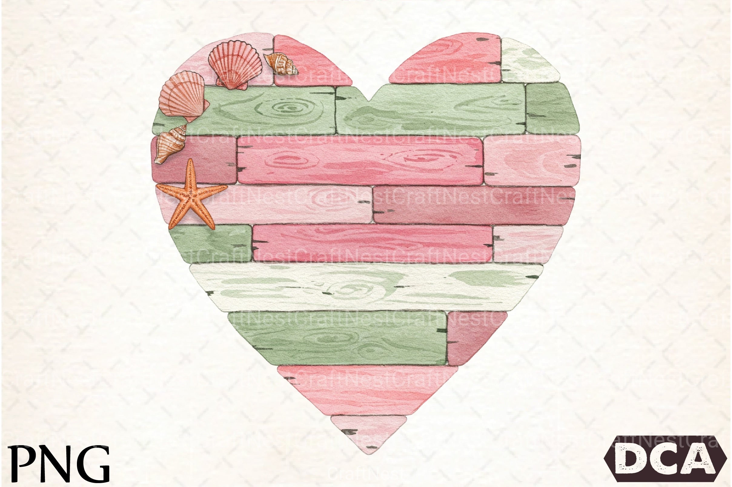 Summer Wooden Heart Clipart Bundle - CraftNest - Digital Crafting and Art
