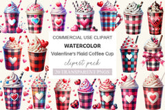 Valentine Plaid Coffee Cup Clipart Bundle - CraftNest - Digital Crafting and Art