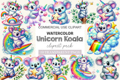 Unicorn Koala Clipart Bundle - CraftNest - Digital Crafting and Art