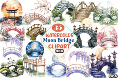Serene Japanese Moon Bridge Clipart Bundle - CraftNest - Digital Crafting and Art