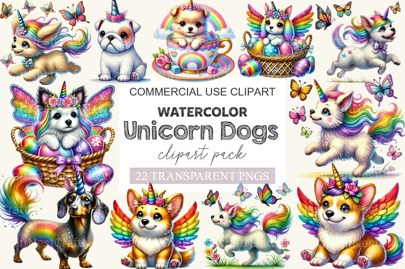 Unicorn Dogs Clipart Bundle - CraftNest - Digital Crafting and Art