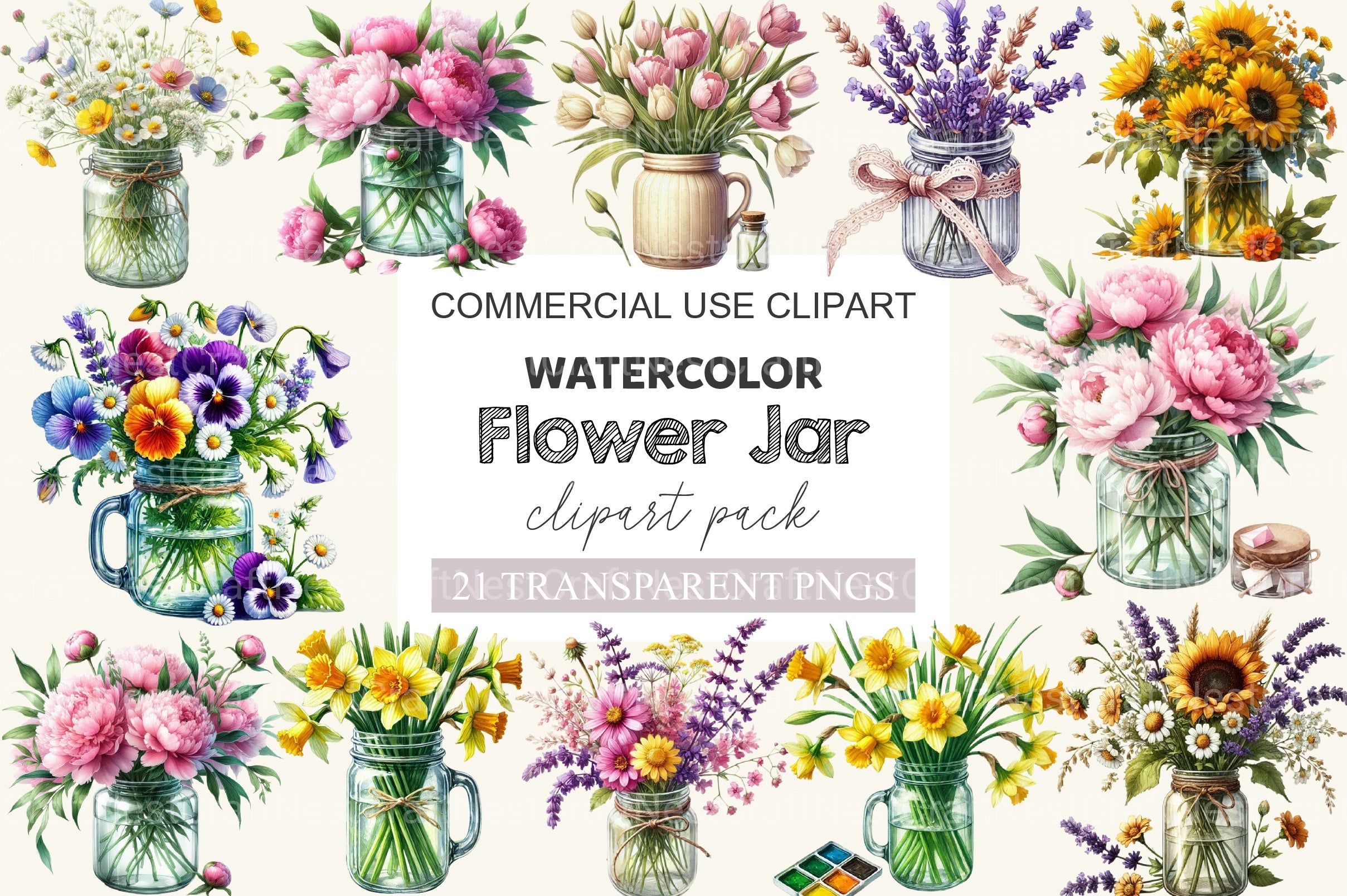 Flower Jar Clipart Bundle - CraftNest - Digital Crafting and Art