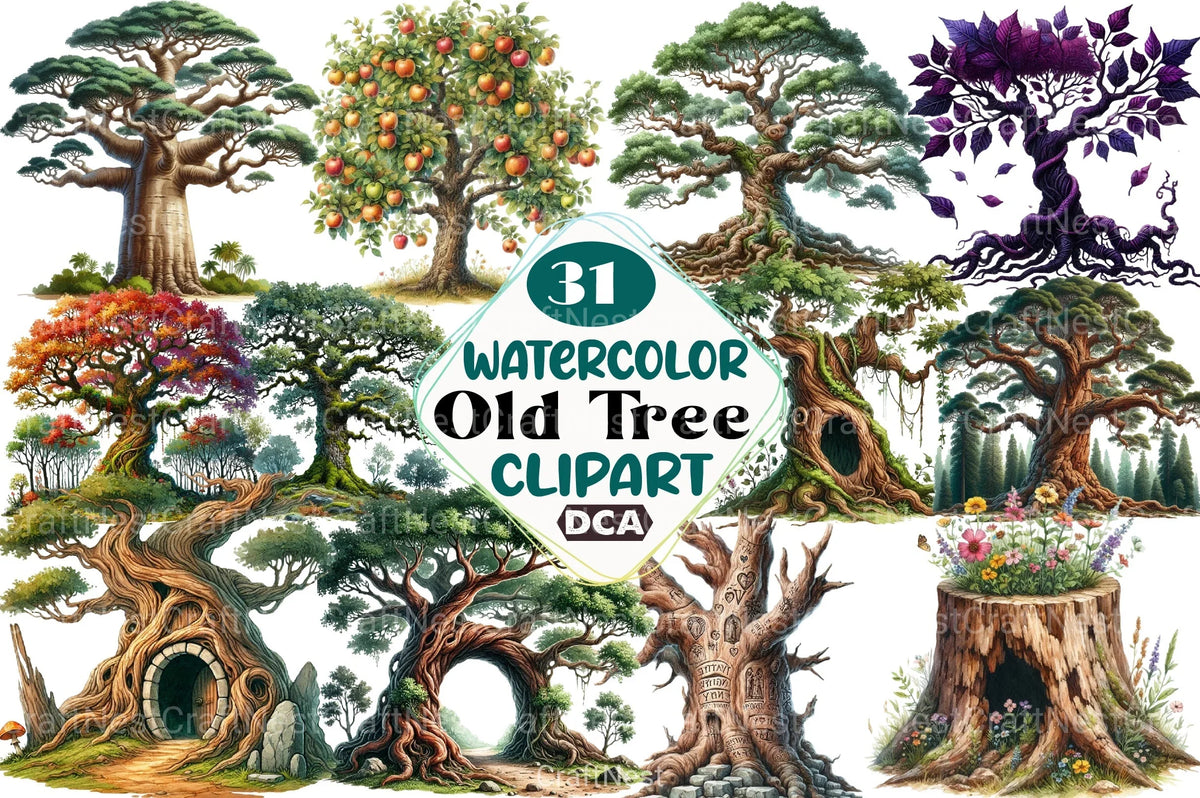Original Tree Images Old Tree Clipart Bundle