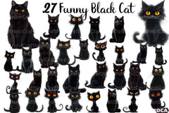 Quirky Funny Black Cat Clipart Bundle55 - CraftNest - Digital Crafting and Art