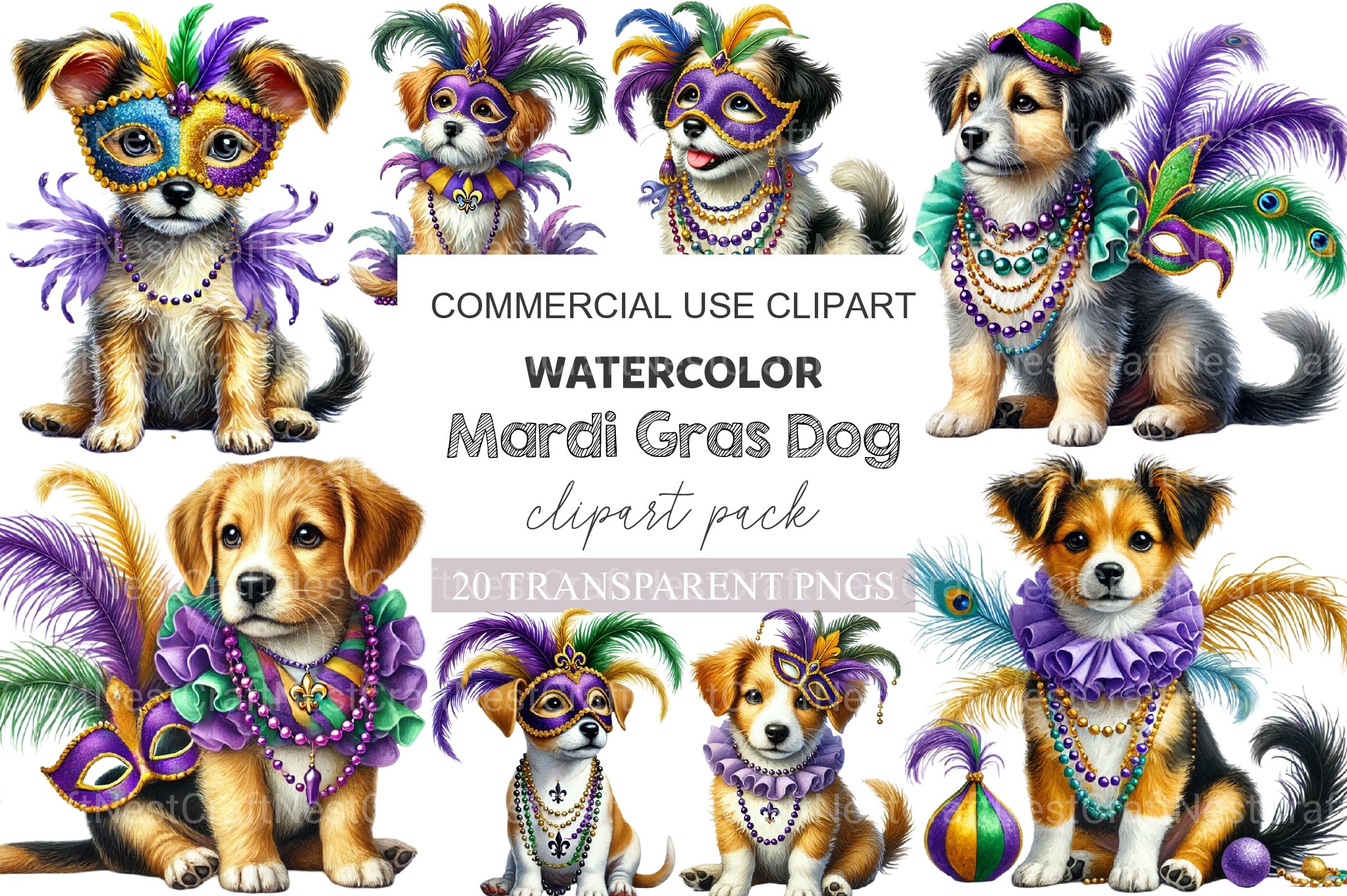 Mardi Gras Dog Clipart Bundle - CraftNest - Digital Crafting and Art