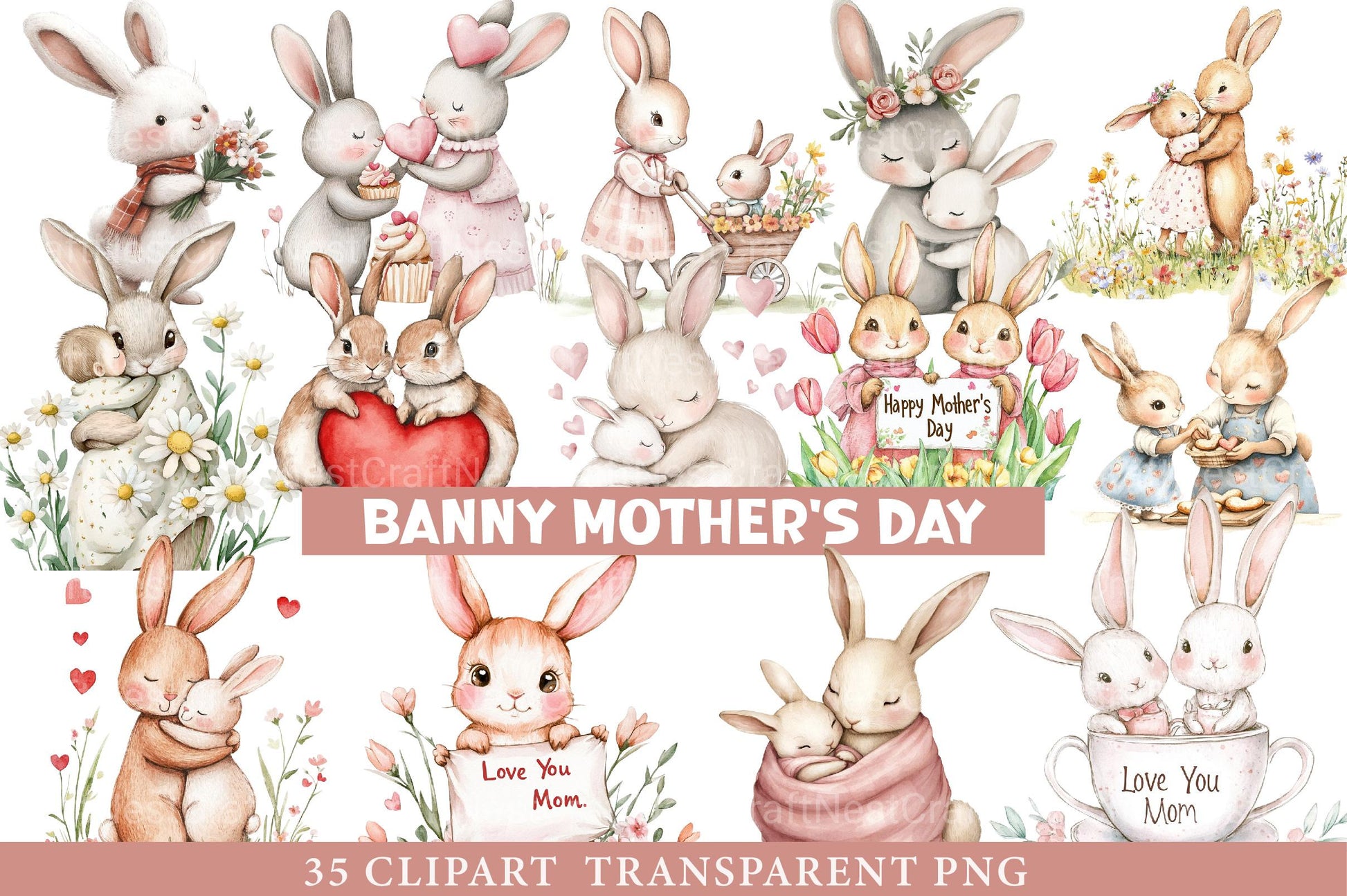 Banny Mothers Day Clipart - CraftNest - Digital Crafting and Art