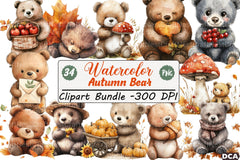 Autumn Bear Clipart Bundle - CraftNest - Digital Crafting and Art
