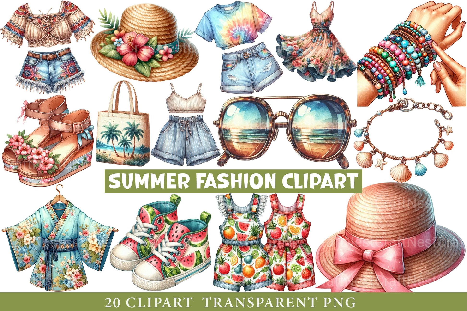 Summer Fashion Clipart - CraftNest - Digital Crafting and Art