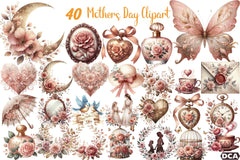 Vintage Dusty Rose Mother's Day Clipart Bundle - CraftNest - Digital Crafting and Art
