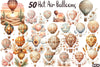 Boho Hot Air Balloons Clipart Bundle