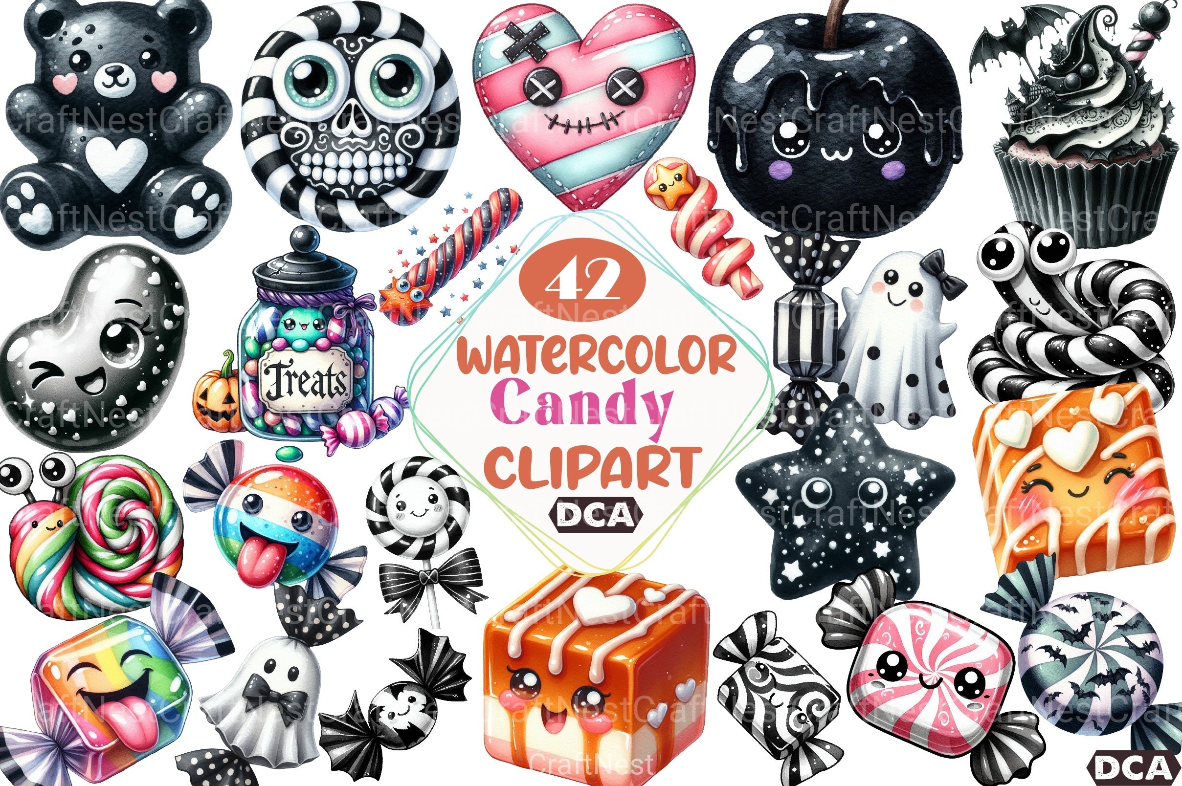 Candy Black and White Clipart Bundle - CraftNest - Digital Crafting and Art