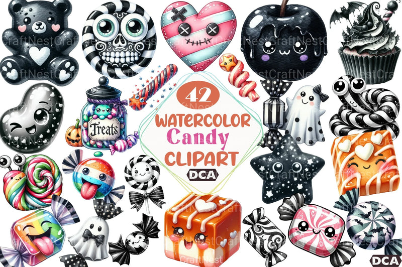 Candy Black and White Clipart Bundle - CraftNest - Digital Crafting and Art