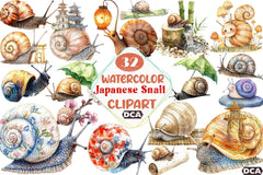 Japanese Snail Clipart Bundle - CraftNest - Digital Crafting and Art