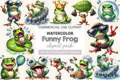 Funny Frog Clipart Bundle - CraftNest - Digital Crafting and Art