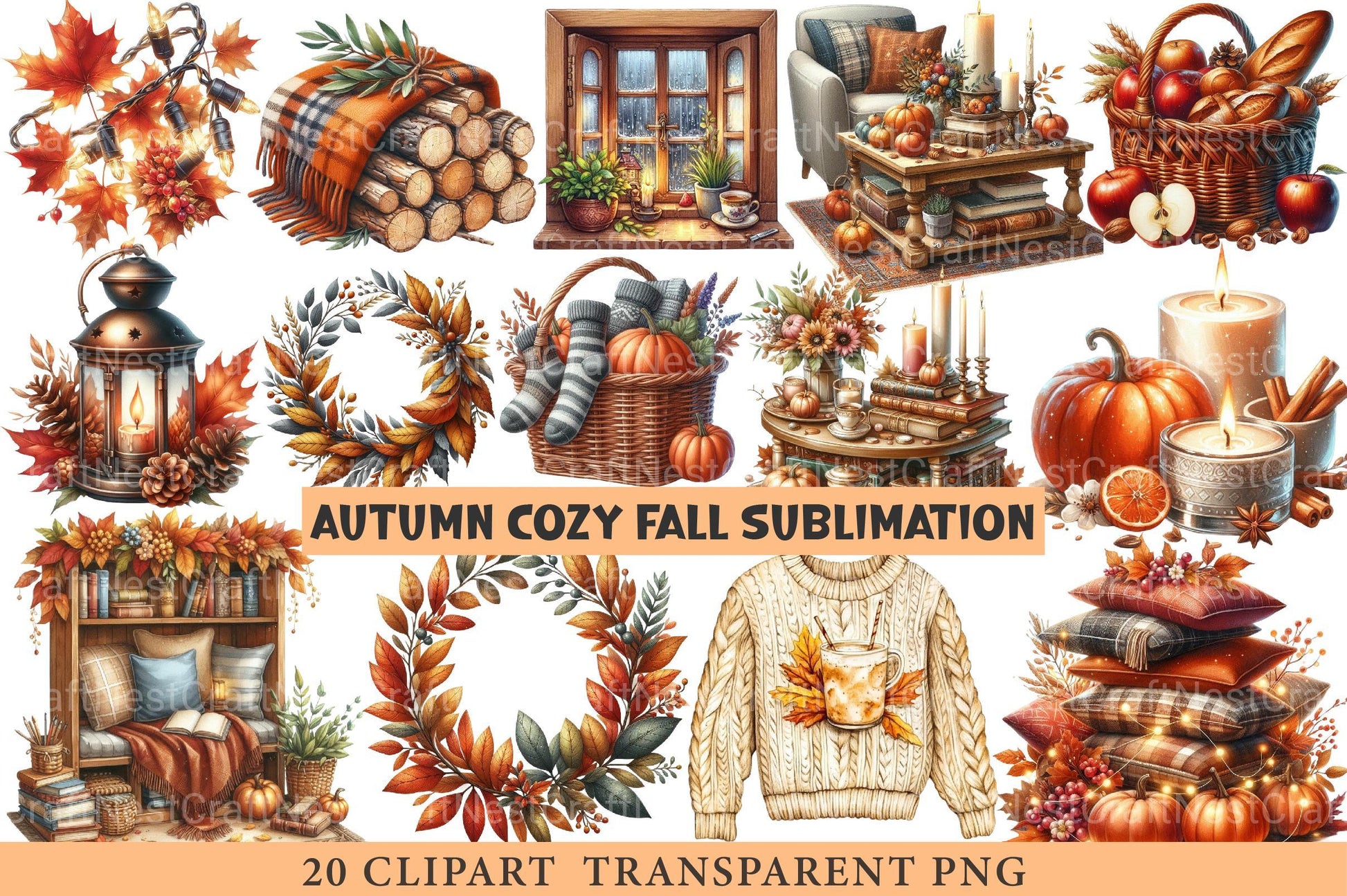 Autumn Cozy Fall Clipart - CraftNest - Digital Crafting and Art
