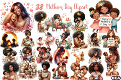 Mother's Day Black Mom Clipart Bundle - CraftNest - Digital Crafting and Art