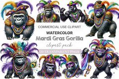 Mardi Gras Gorilla Clipart Bundle - CraftNest - Digital Crafting and Art