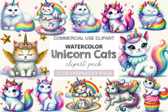 Unicorn Cats Clipart Bundle - CraftNest - Digital Crafting and Art