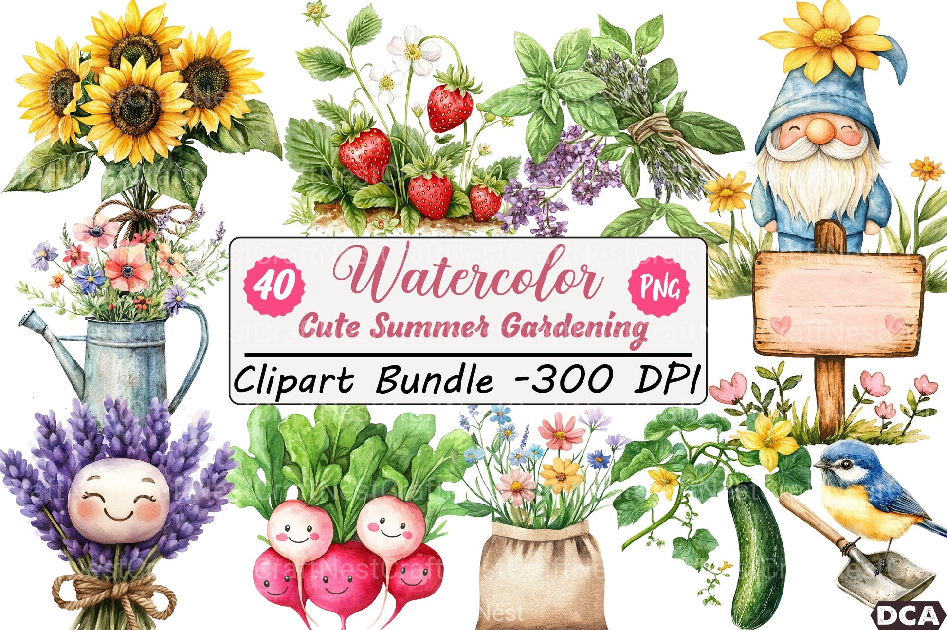 Cute Summer Gardening Clipart Bundle - CraftNest - Digital Crafting and Art