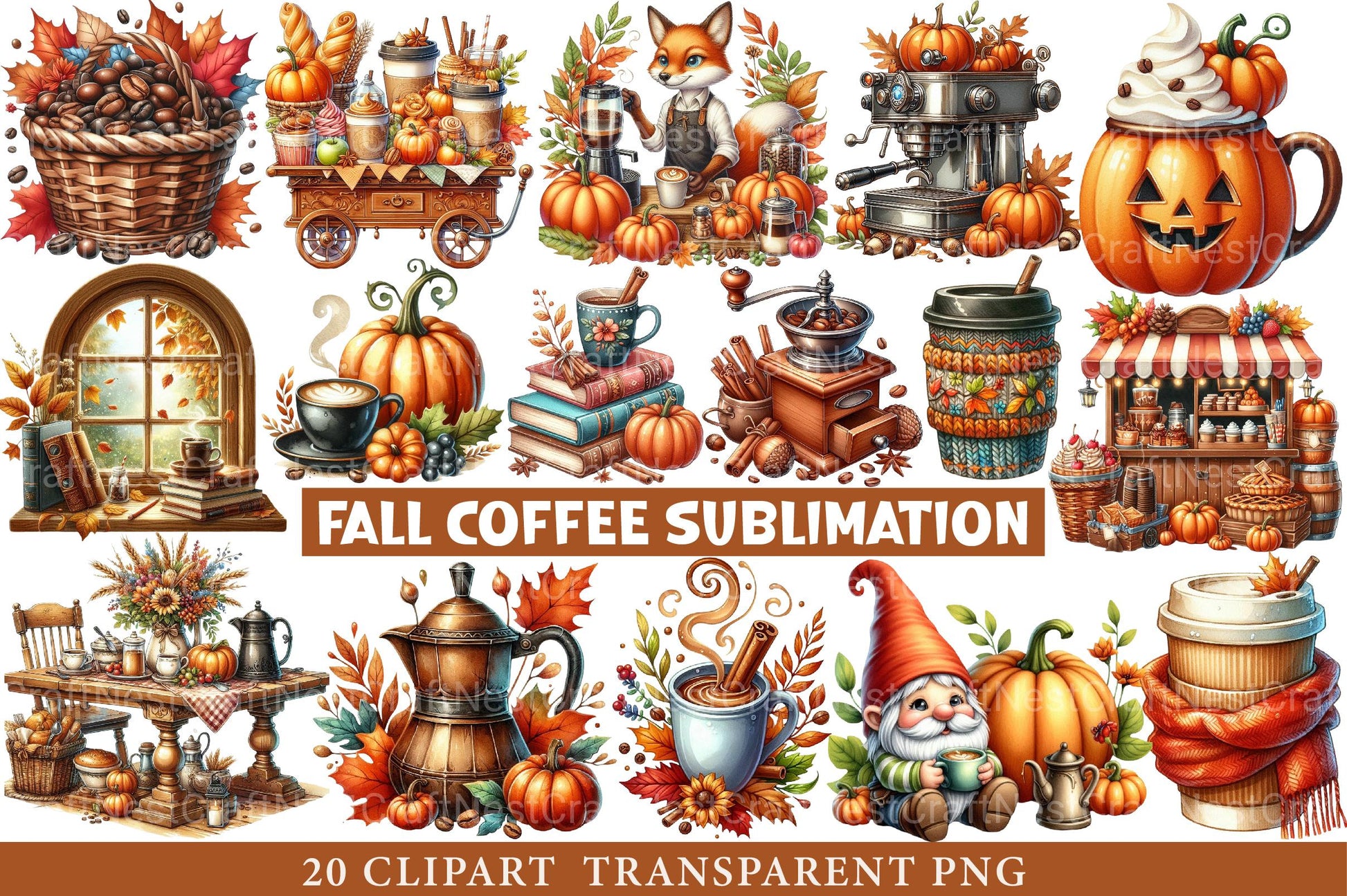 Fall Coffee Clipart - CraftNest - Digital Crafting and Art