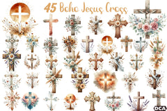 Boho Jesus Cross Clipart Bundle - CraftNest - Digital Crafting and Art