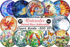 Stained Glass Clipart Bundle 222 - CraftNest - Digital Crafting and Art