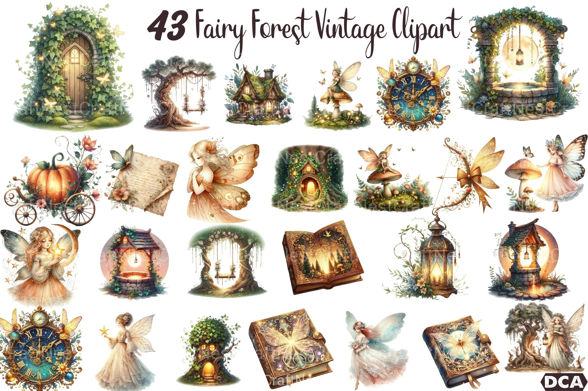 Fairy Forest Vintage Clipart Bundle - CraftNest - Digital Crafting and Art