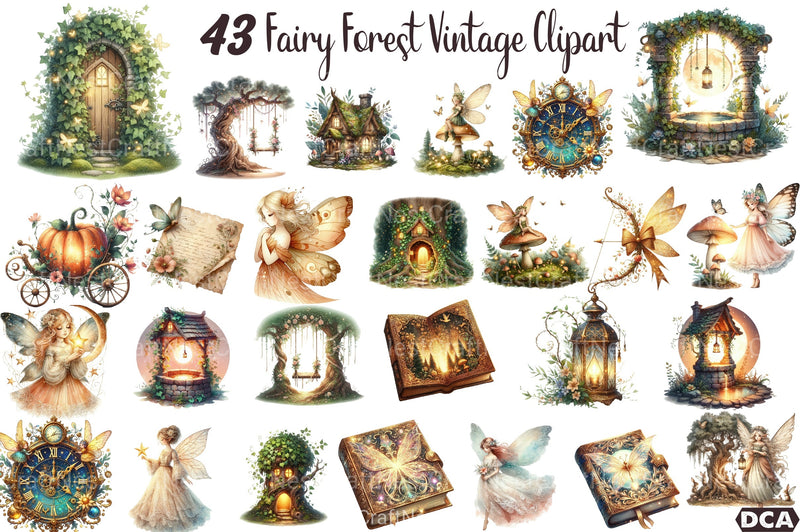 Fairy Forest Vintage Clipart Bundle - CraftNest - Digital Crafting and Art