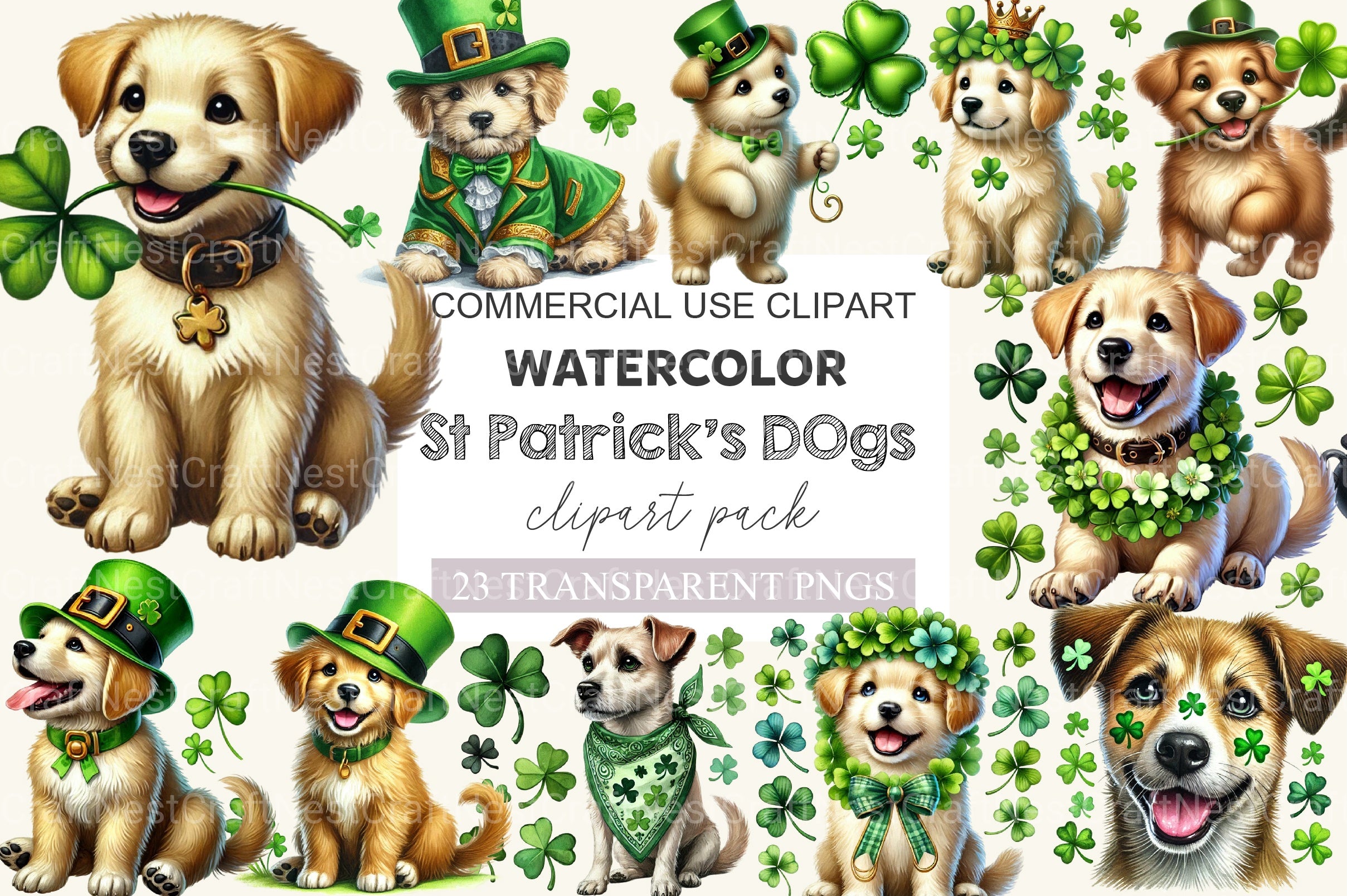 St Patrick's Dogs Clipart Bundle - CraftNest - Digital Crafting and Art